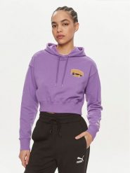 Puma Bluza For The Fanbase 624346 Fioletowy Relaxed Fit. Fioletowe bluzy damskie Puma, m, bez wzorów, z bawełny, bez kaptura. Za 219.99 zł.