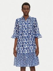 Iconique Sukienka koszulowa IC25-087 Niebieski Relaxed Fit. Niebieskie sukienki damskie Iconique, bez wzorów, z bawełny, bez ramiączek. Za 349.99 zł.