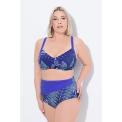 Damskie Bikini wzór paproci miękkie miseczki drapowany fason. Niebieskie bikini Ulla Popken, bez wzorów, z elastanu. Za 279.99 zł.