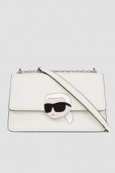 KARL LAGERFELD Biała torebka K/ikonik 2.0 Leather. Białe torebki wieczorowe damskie KARL LAGERFELD, bez wzorów, ze skóry, bez dodatków. W wyprzedaży za 799.99 zł.