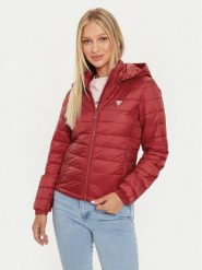 Guess Kurtka puchowa W4YL00 WG922 Czerwony Regular Fit. Czerwone kurtki damskie Guess, xs, z aplikacjami, z puchu, bez kaptura. Za 479.99 zł.