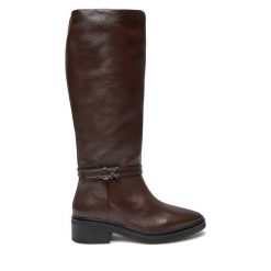 Kozaki Calvin Klein. Brązowe kozaki damskie Calvin Klein, bez obcasa, na płaskiej podeszwie, bez zapięcia. Za 1,199.00 zł.