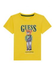 Guess T-Shirt N6RI05 K8HM4 Żółty Regular Fit. Żółte t-shirty i koszulki chłopięce Guess, z aplikacjami, z bawełny, bez kołnierzyka, bez ramiączek. Za 99.99 zł.