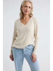 Josephine & Co Sweter "Astrid" w kolorze kremowym rozmiar: M. Brązowe swetry klasyczne damskie Josephine & Co, m, prążkowane, bez kołnierzyka. Za 108.99 zł.