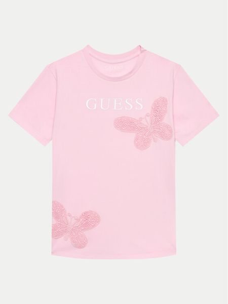 Guess T-Shirt J4GI20 K8HM4 Różowy Regular Fit. Czerwone koszulki i t-shirty dziewczęce Guess, z aplikacjami, z bawełny, bez kołnierzyka, bez ramiączek. Za 69.99 zł.