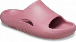 Klapki Dla Dorosłych Crocs Mellow Recovery Slide. Czerwone klapki damskie Crocs, bez wzorów, z materiału, bez obcasa, bez zapięcia. Za 139.99 zł.