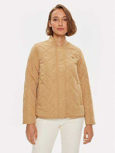 Tommy Hilfiger Kurtka przejściowa WW0WW42376 Beżowy Regular Fit. Brązowe kurtki damskie Tommy Hilfiger, s, bez wzorów, z syntetyku, bez kaptura. Za 629.99 zł.