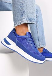 Niebieskie Sneakersy z Drobnymi Cyrkoniami Hinekle. Niebieskie obuwie sportowe damskie Renee, bez zapięcia. Za 59.99 zł.