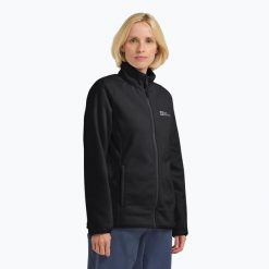 Bluza polarowa damska Jack Wolfskin Moonrise Full Zip. Czarne bluzy damskie Jack Wolfskin, bez wzorów, z polaru, bez kaptura. Za 319.99 zł.