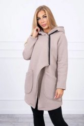 Bluza ocieplana z asymetrycznym suwakiem beżowa. Brązowe bluzy damskie KESI, l, bez wzorów, z bawełny, bez kaptura. Za 238.37 zł.