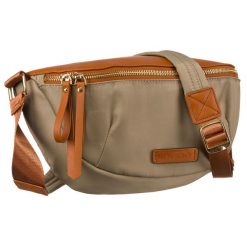 Saszetka damska z nylonu w kolorach khaki i brązowym, zamykana suwakiem - Rovicky. Brązowe nerki i saszetki damskie ROVICKY, bez wzorów, z nylonu. Za 56.00 zł.