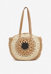 Beżowo-Czarna Pleciona Torebka w Stylu Boho Ulofina. Czarne torebki klasyczne damskie Renee, z materiału, bez dodatków. Za 59.99 zł.