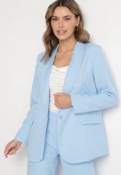 Jasnoniebieska Marynarka Ozdobiona Imitacją Kieszeni Sovzedi. Niebieskie marynarki i żakiety damskie Born2be, l, bez wzorów, z jeansu, eleganckie. Za 89.99 zł.