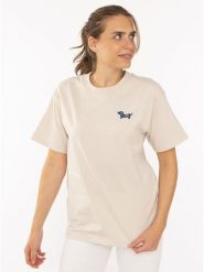 Zwillingsherz Koszulka w kolorze beżowym rozmiar: S/M. Brązowe bluzki damskie Zwillingsherz, m, bez wzorów, z bawełny, bez kołnierzyka, bez ramiączek. Za 82.99 zł.