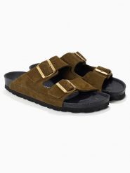 BAYTON Skórzane klapki "Atlas" w kolorze khaki rozmiar: 36. Brązowe klapki damskie Bayton, bez wzorów, z otwartym noskiem, bez obcasa, bez zapięcia. Za 189.95 zł.