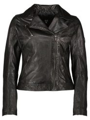 HIS Skórzana kurtka w kolorze czarnym rozmiar: 36. Czarne kurtki damskie HIS, bez wzorów, ze skóry, bez kaptura. Za 478.99 zł.