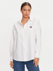 Tommy Jeans Koszula DW0DW19709 Biały Relaxed Fit. Białe koszule damskie Tommy Jeans, m, bez wzorów, z bawełny, bez kołnierzyka, bez ramiączek. Za 259.99 zł.