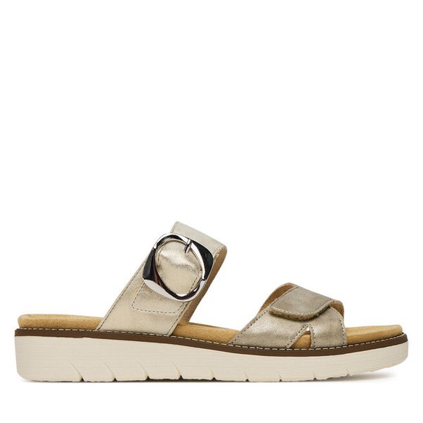 Klapki Remonte. Brązowe klapki damskie Remonte, bez wzorów, bez obcasa, bez zapięcia. Za 271.99 zł.