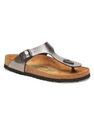 Comfortfusse Skórzane japonki w kolorze srebrnym rozmiar: 37. Szare klapki damskie Comfortfüße, bez wzorów, ze skóry, z otwartym noskiem, bez obcasa, bez zapięcia. Za 217.99 zł.