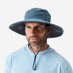 Kapelusz wędkarski Caperlan Anti-Uv 60 cm. Niebieskie kapelusze damskie CAPERLAN, bez wzorów, z materiału, sportowe. Za 69.99 zł.