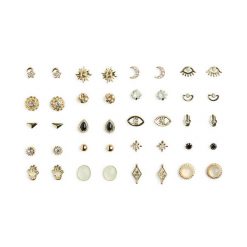 Zestaw 20 par kolczyków Pieces. Żółte kolczyki damskie Pieces, złote. Za 79.99 zł.
