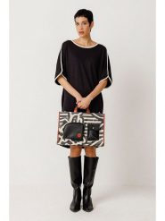 SKFK Torebka "Agres" w kolorze czarno-kremowym rozmiar: onesize. Brązowe torebki klasyczne damskie SKFK, z bawełny, przez ramię, bez dodatków. Za 317.99 zł.