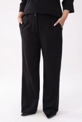 Eleganckie czarne spodnie Soft Comfort z kieszeniami PLUS SIZE XXL. Czarne spodnie materiałowe damskie Moda Size Plus Iwanek, bez wzorów, z nylonu, krótkie. Za 229.90 zł.