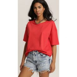 Czerwony T-shirt Clathera. Czerwone t-shirty damskie Renee, l, bez wzorów, z bawełny, bez kołnierzyka. Za 24.99 zł.