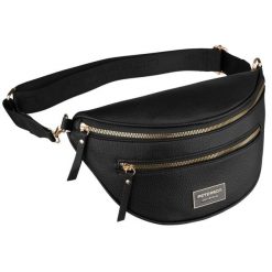 Saszetka damska czarna na ramię ze skóry ekologicznej mała listonoszka Peterson PTN JK6-01. Czarne nerki i saszetki damskie Peterson, bez wzorów, ze skóry ekologicznej. Za 89.99 zł.