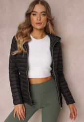 Czarna Kurtka Pikowana Cerserea. Czarne kurtki damskie Renee, na jesień, s, bez wzorów, bez kaptura. Za 149.99 zł.