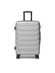 GINO ROSSI Walizka średnia CEO-GIN-M-003-05-SILVER Srebrny. Szare walizki Gino Rossi, bez wzorów, z tworzywa sztucznego, średnie. Za 279.99 zł.