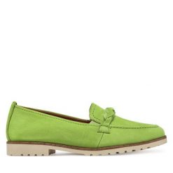 Mokasyny Tamaris. Zielone mokasyny damskie Tamaris, bez obcasa. Za 229.99 zł.