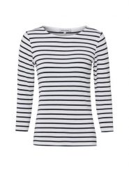 More & More Damska koszulka z długim rękawem Kobiety wiskoza biały|czarny w paski, 42. Białe koszulki damskie More & More, bez wzorów, z dzianiny, bez kołnierzyka, bez ramiączek. Za 219.95 zł.
