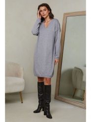 Joséfine Sukienka "Ibrany" w kolorze szarym rozmiar: L. Szare sukienki damskie Joséfine, bez wzorów, z kaszmiru, bez ramiączek. Za 152.99 zł.