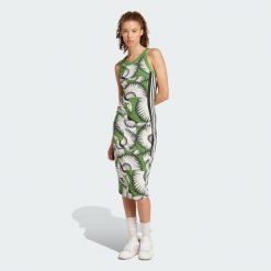 Sukienka adidas x FARM Premium. Białe sukienki damskie Adidas, bez wzorów, sportowe, bez ramiączek. W wyprzedaży za 224.75 zł.