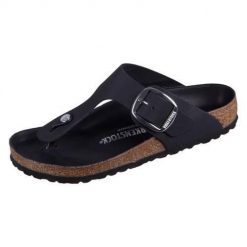 Japonki damskie Birkenstock Gizeh Big Buckle. Czarne klapki damskie Birkenstock, bez wzorów, z materiału, bez obcasa, bez zapięcia. Za 921.00 zł.