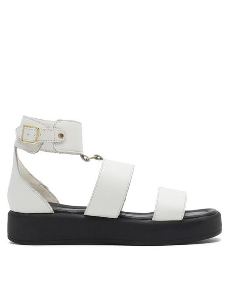 Sergio Bardi Sandały ARC-B1036-01SB Biały. Białe sandały damskie Sergio Bardi, bez wzorów, ze skóry, bez obcasa, na płaskiej podeszwie, bez zapięcia. Za 279.99 zł.