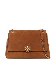 Tory Burch Torebka Charlie Quilted Suede Shoulder Bag 183357 Brązowy. Brązowe torebki klasyczne damskie Tory Burch, ze skóry, bez dodatków. Za 3,334.00 zł.
