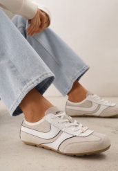 Beżowe Sneakersy Klasyczne Tenisówki z Zamszu Naturalnego Talanashta. Brązowe trampki damskie Renee, bez wzorów, z jeansu, bez zapięcia. Za 199.99 zł.