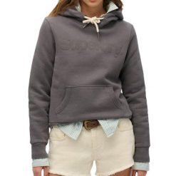 Bluza z kapturem Tonal Core. Szare bluzy damskie Superdry, l, bez wzorów, z bawełny, z kapturem. Za 353.60 zł.