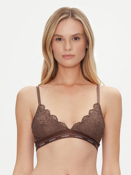 Guess Biustonosz z fiszbiną O4YC00 PZ01C Brązowy. Brązowe biustonosze Guess, z aplikacjami, z syntetyku. Za 79.99 zł.