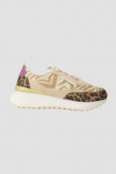 JUST CAVALLI Beżowe sneakersy Fondo Karina Dis. Brązowe obuwie sportowe damskie Just Cavalli, bez zapięcia. W wyprzedaży za 499.99 zł.