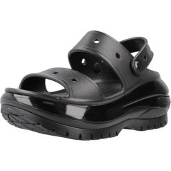 Klapki Crocs Model Classic Mega Crush Sandal Kolor Czarny. Czarne klapki damskie Crocs, bez wzorów, z gumy, bez obcasa, bez zapięcia. Za 334.70 zł.