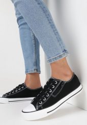 Czarne Trampki Melitea. Czarne trampki damskie Born2be, bez wzorów, z gumy, przed kostkę, bez zapięcia. Za 59.99 zł.