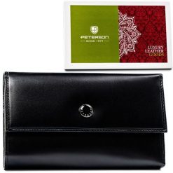 Portfel skórzany Peterson PTN D19-NGV czarny. Czarne portfele damskie Peterson, bez wzorów, ze skóry. Za 85.50 zł.