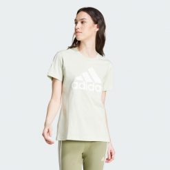 Koszulka Essentials Logo. Brązowe koszulki damskie Adidas, s, bez wzorów, bez kołnierzyka, bez ramiączek. Za 129.00 zł.