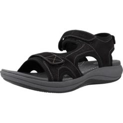 Sandały CLARKS MIRA BAY Czarny. Czarne sandały damskie Clarks, bez wzorów, z tkaniny, bez obcasa, bez zapięcia. Za 229.99 zł.
