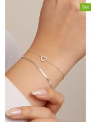 Heliophilia Srebrne bransoletki (2 szt.) rozmiar: onesize. Szare bransoletki damskie Heliophilia, srebrne. Za 78.99 zł.