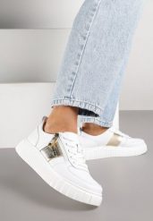 Białe Sneakersy ze Skóry Naturalnej z Metalicznym Zdobieniem Zorentee. Białe obuwie sportowe damskie Renee, z jeansu, bez zapięcia, trekkingowe. Za 189.99 zł.