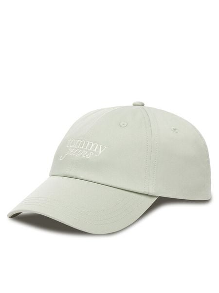 Tommy Jeans Czapka z daszkiem Script AW0AW17815 Zielony. Zielone czapki z daszkiem damskie Tommy Jeans, bez wzorów, z bawełny. Za 89.99 zł.